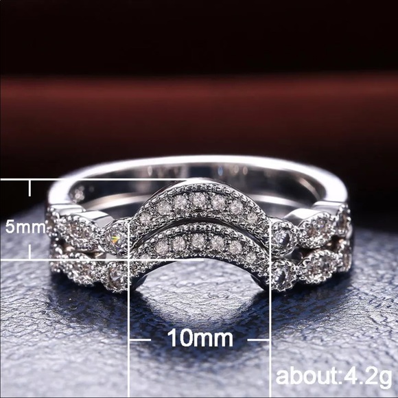 New 2PC Set 925 Silver Diamonds Ring - Picture 6 of 6